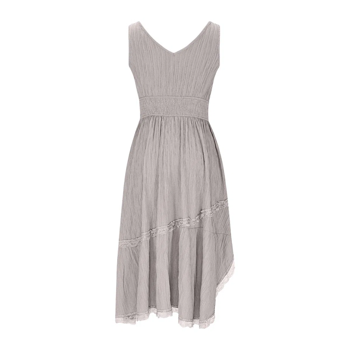 Robe d'été décontractée pour femme avec col en V, lacets et détails de la cravate, ourlet asymétrique et fluide, vêtement quotidien confortable pour la maison, le printemps, l'été, l'automne