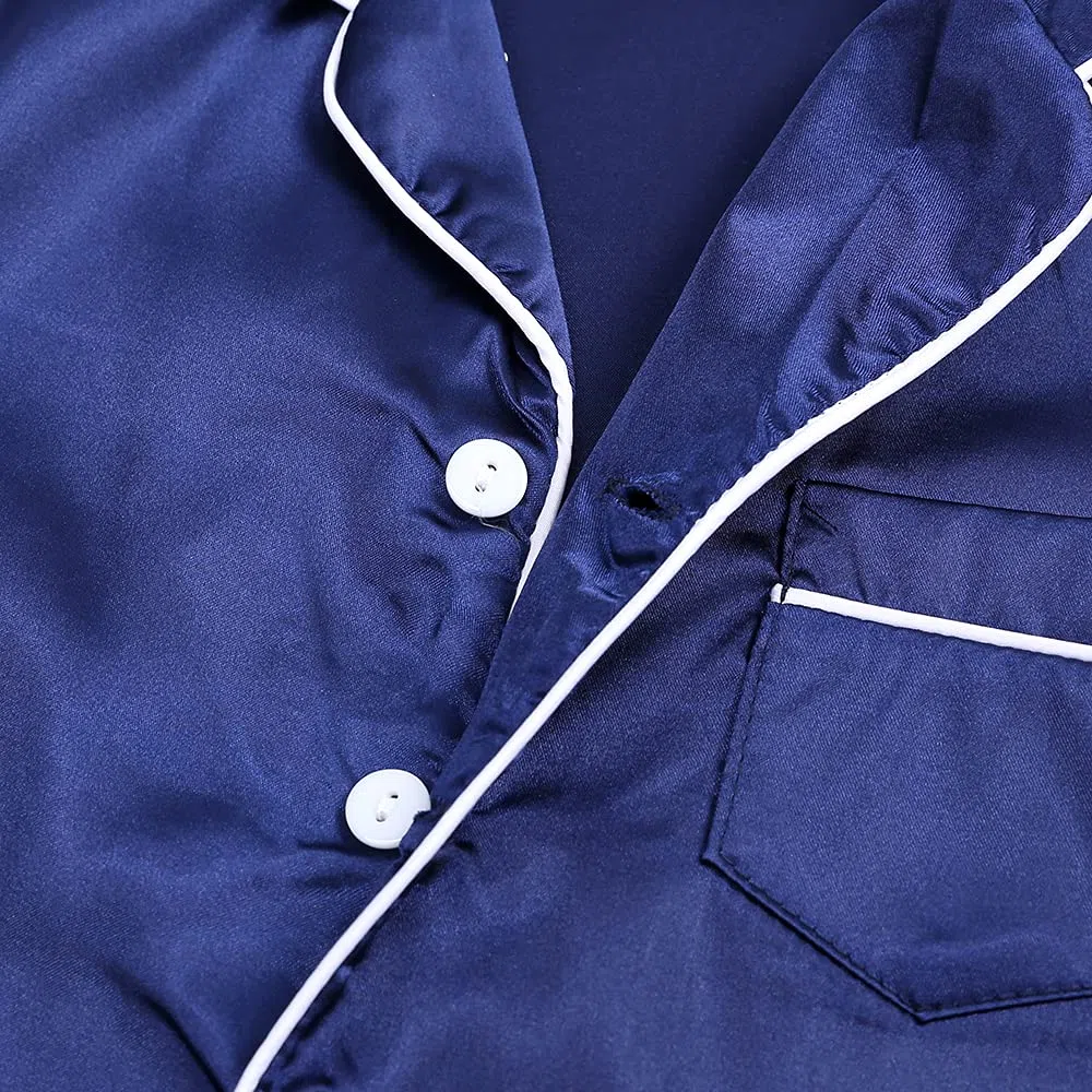 Verve Jelly Ensemble de pyjama 2 pièces en satin de soie pour bébé garçon et fille avec haut boutonné à manches courtes et pantalon de nuit