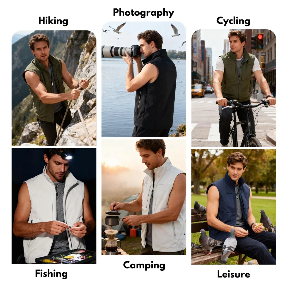 Gilet léger sans manches personnalisé pour homme, veste de travail en plein air pour voyage, randonnée, course à pied, motif logo texte