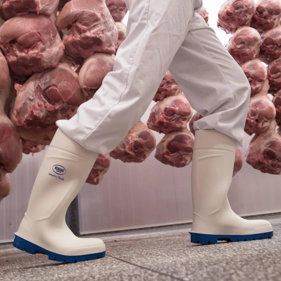 Bekina Bottes de sécurité avec Embout de sécurité pour l'industrie Alimentaire, Facile à désinfecter, y Compris la Semelle intérieure pour Les Pieds Chauds et secs, Confort, Blanc, EU 41