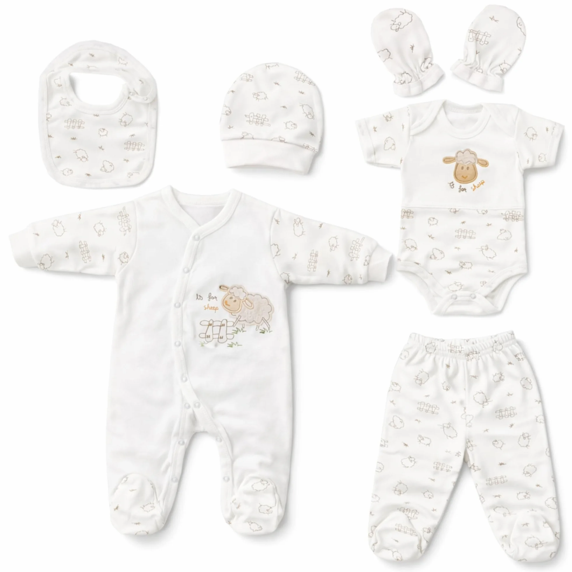 Blue Eyes Coffret Naissance Bébé 6 Pièces en Coton 100%, Ensemble Cadeau Nouveau-Né 0-4 Mois, Vêtements Bébé avec Broderie