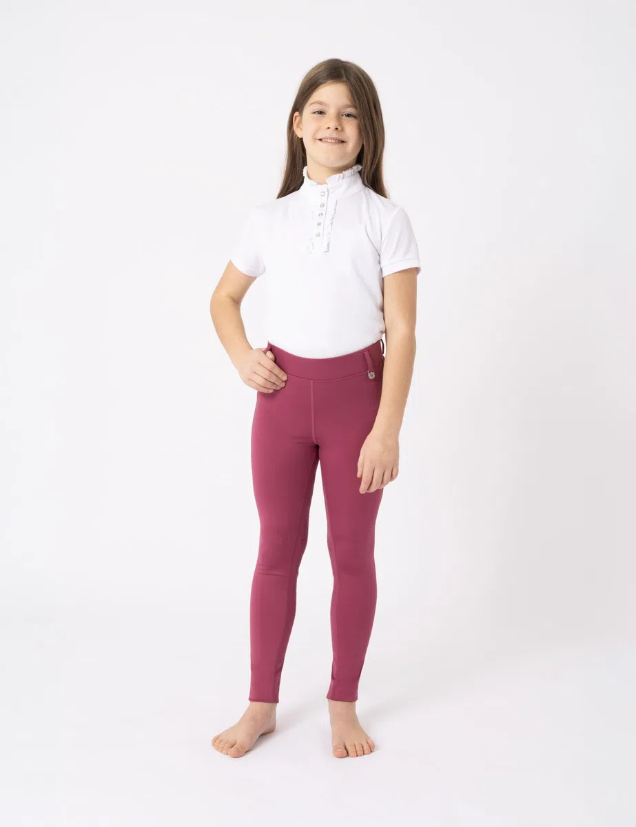 HORZE Legging d'équitation DEA, pour Enfant, Pantalon d'équitation pour Fille, Passants de Ceinture, empiècement Complet, Poche pour téléphone Portable