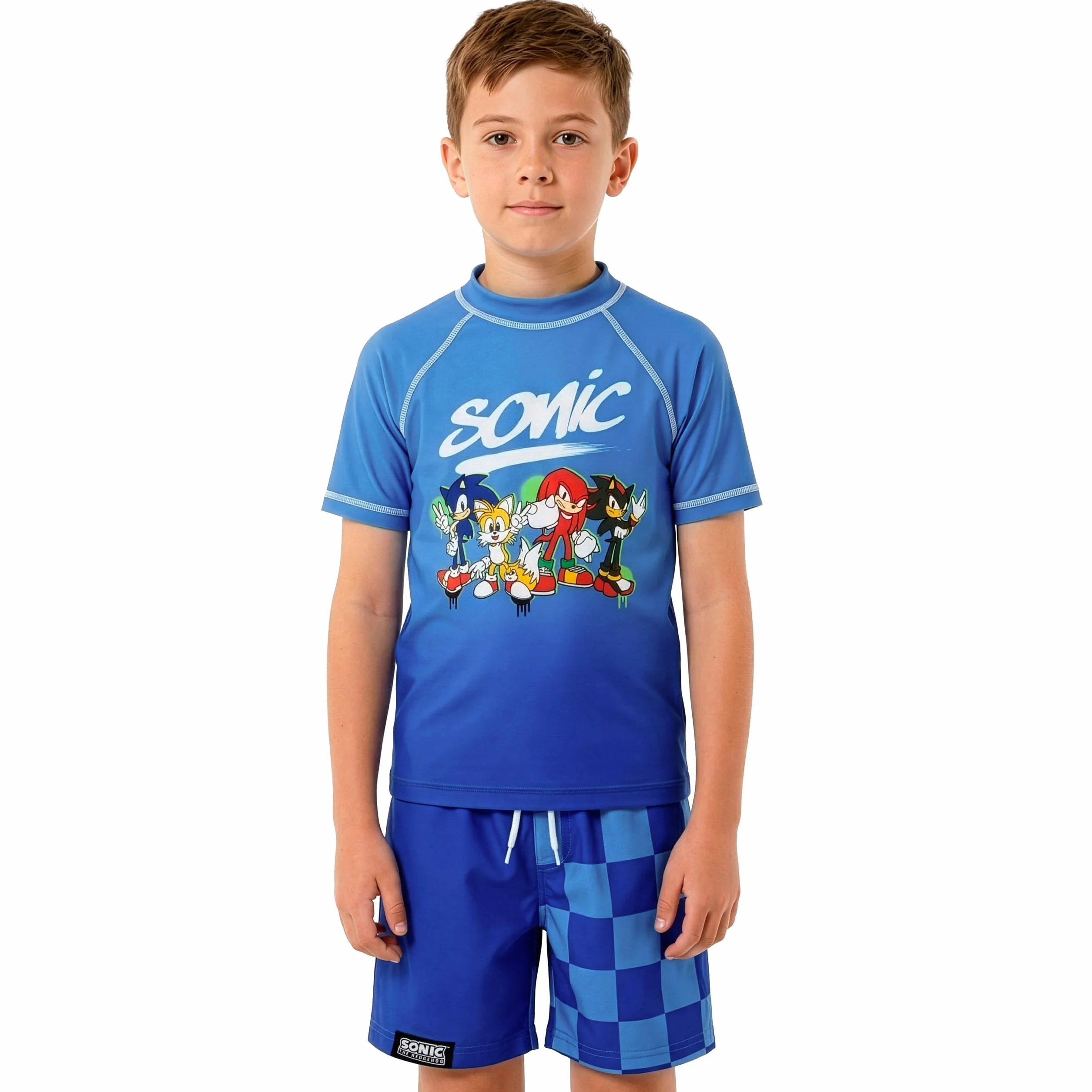 Sonic The Hedgehog Maillot De Bain Piscine Sonic pour Garçon, Ensemble De Bain 2 Pièces, Maillot De Bain Garçon