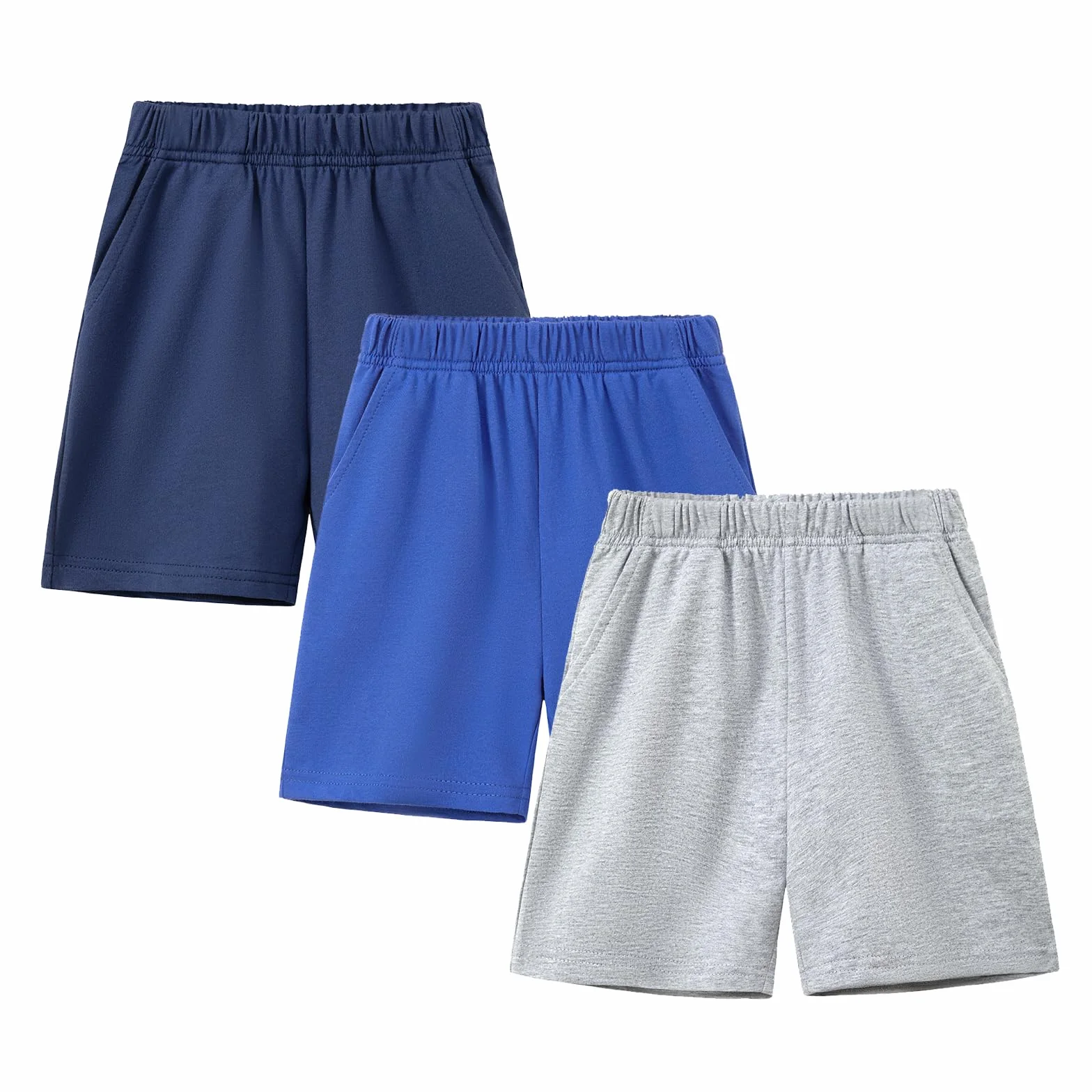 Short Enfant Garçon Shorts et Bermudas en Coton Taille Élastique, 2 Poches, Lot de 3