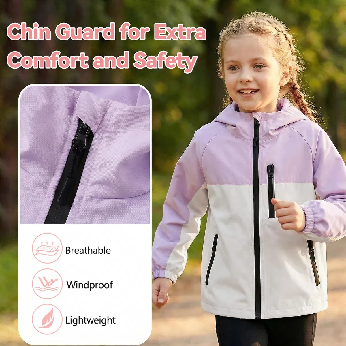 Garçon Filles Manteau Imperméables Outdoor Veste de Pluie Enfant Léger et Coupe-vent Blouson à Capuche Respirant Manteaux Mi-saison Printemps Automne Vêtement pour 5-13 ans
