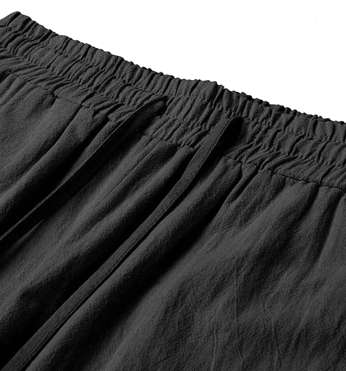 CheChury Pantalon Lin Femme Été Décontractés Pantalons Mode Coton Chanvre Confortable Jogging Plage Rétro Pants Taille Elastique Pantalon avec Poches