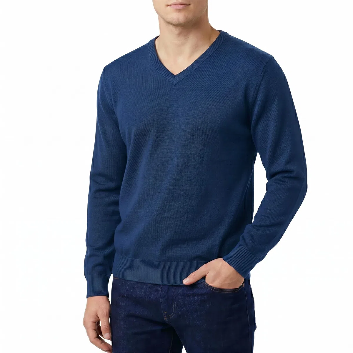 Castle Point Pull Homme 100% Coton Léger – Pull Tricot Col Rond ou Col V Pull Homme Coton Respirant Pull Léger Décontracté et Bureau