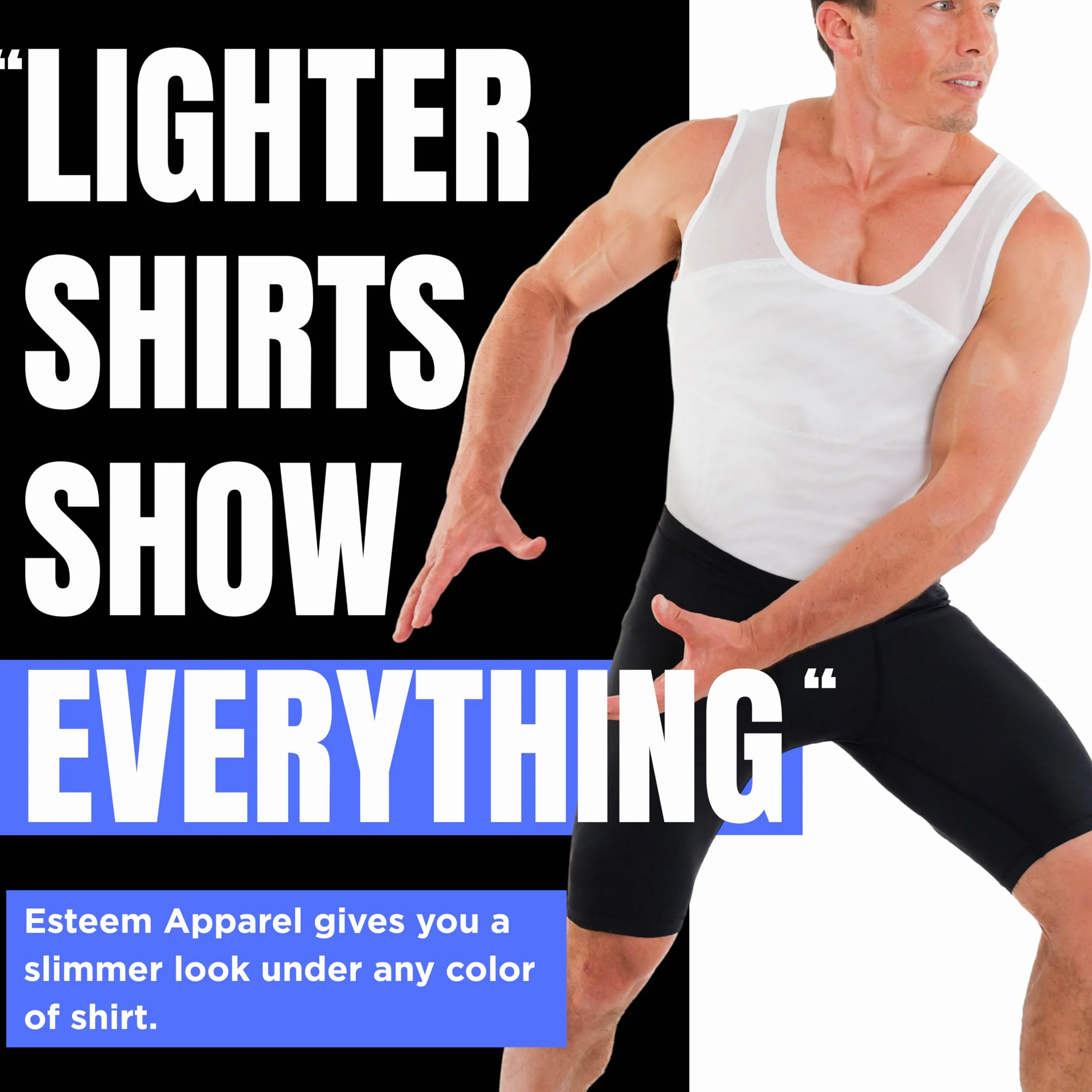Esteem Apparel Chemise de Compression Thoracique Originale pour Hommes pour Cacher Les gynécomasties Moobs