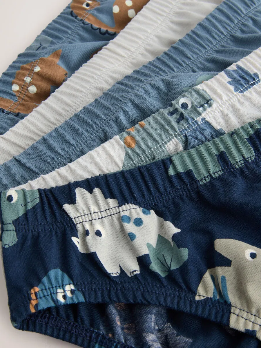 NEXT Garçon Culotte imprimée 100% Coton, Lot de 5 Blue Dinosaur 5 Ans-6 Ans