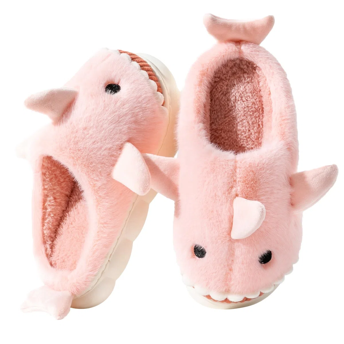 Chausson Femme Requin/Vache Pantoufle Homme Hiver Doublure Antidérapant Fourrure Chausson Maison Mémoire Mousse Slippers