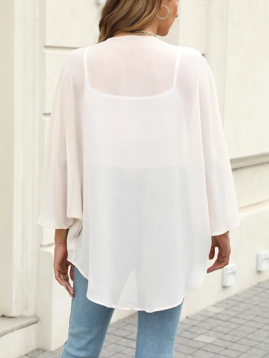 Famulily Cardigan kimono en mousseline de soie pour femme, haut habillé d'été ample ouvert sur le devant pour femme