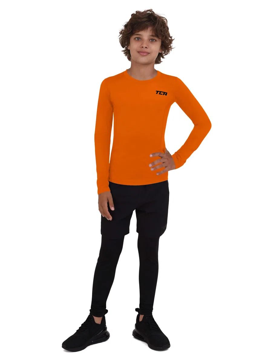 TCA SuperThermal T-Shirt Thermique Manches Longues Couche de Base de Compression pour Le Football et la Course pour Homme et Garcon