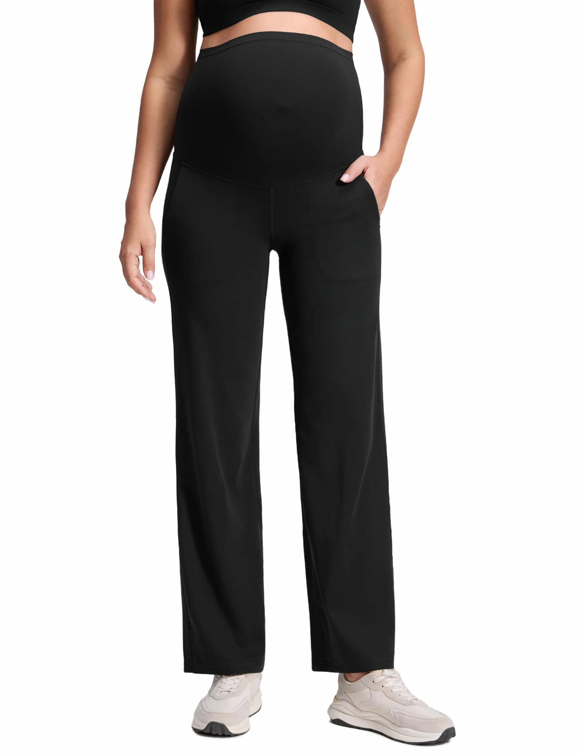 CRZ YOGA Butterluxe Pantalon Legging Évasé de Maternité avec Poches Yoga Entraînement - 80cm