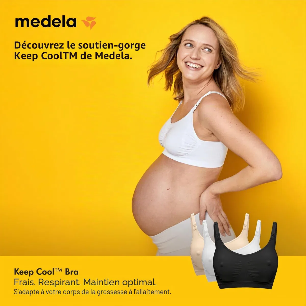 Medela soutien-gorge de maternité et d'allaitement sans coutures Keep Cool avec 2 zones de respiration, tissu doux au toucher pour un maintien confortable