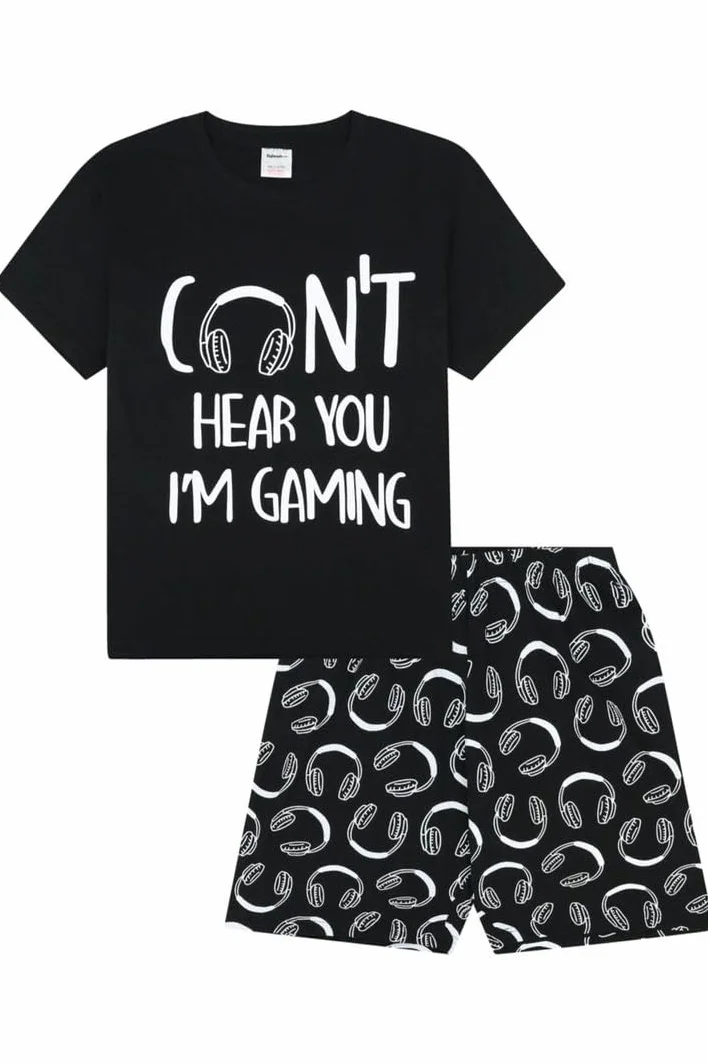 ThePyjamaFactory Garçon Can't Hear You I'm Gaming Court en Coton Pyjamas