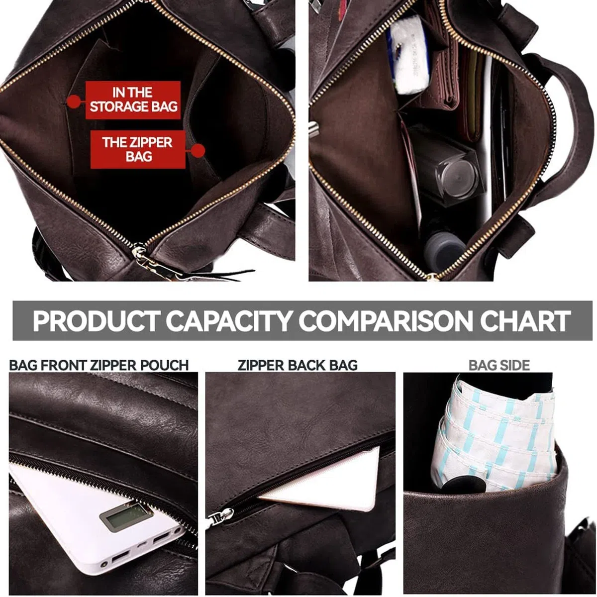 Sac à dos tendance en cuir pour femme - Grand sac à dos de designer pour voyage - Sacs à bandoulière tendance pour femme - Sac à dos messager en cuir, bleu marine, taille unique
