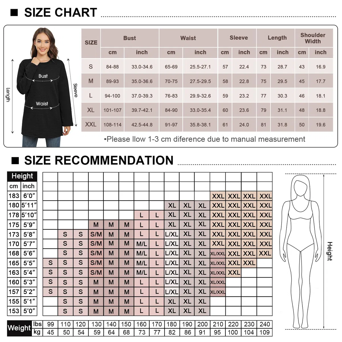 Nadeer Sweat Polaire Femme Hiver Pull Sweatshirt Manches Longues Col Rond Coton Sweat sans Capuche Couleur Unie Doublé Chaud Pullover Loose Casual Loungewear Haut