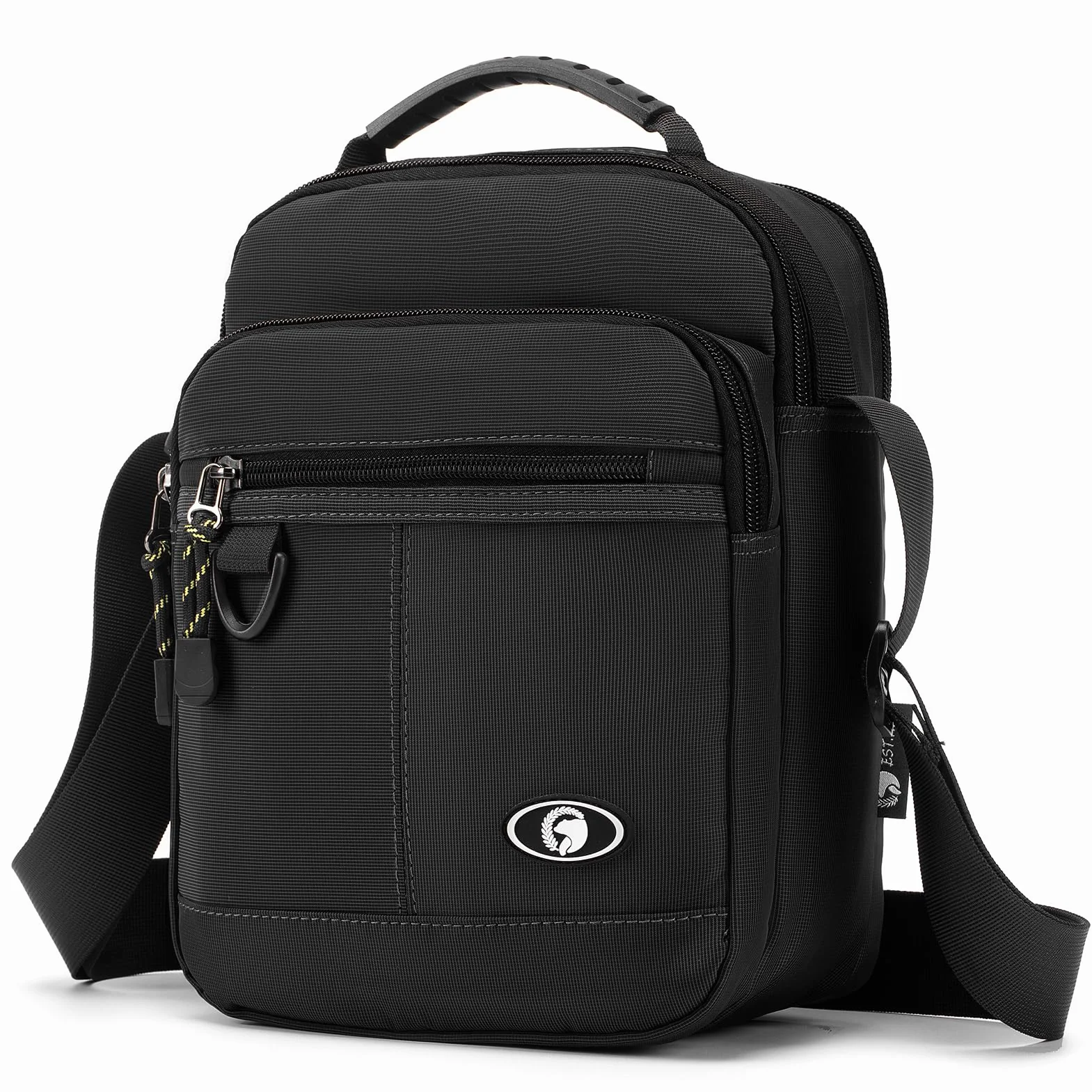 SPAHER Sacoche Homme Bandouliere Sac Porté Epaule Entreprise Sac a Main Nylon Imperméable Sac Besace Pochette Homme Bandoulière Sacs D'épaule pour Usage Voyage Randonnée et Sports Noir