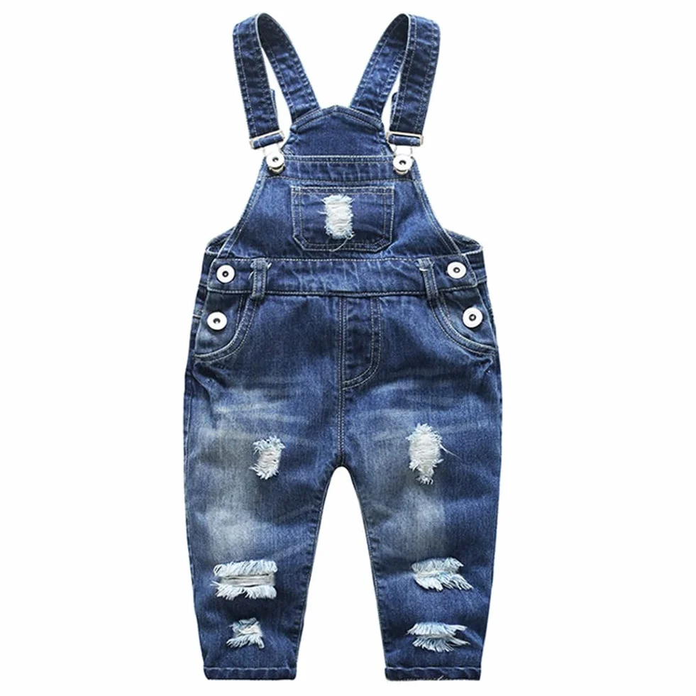 KIDSCOOL SPACE Petite salopette en jean pour fille, short en jean déchiré