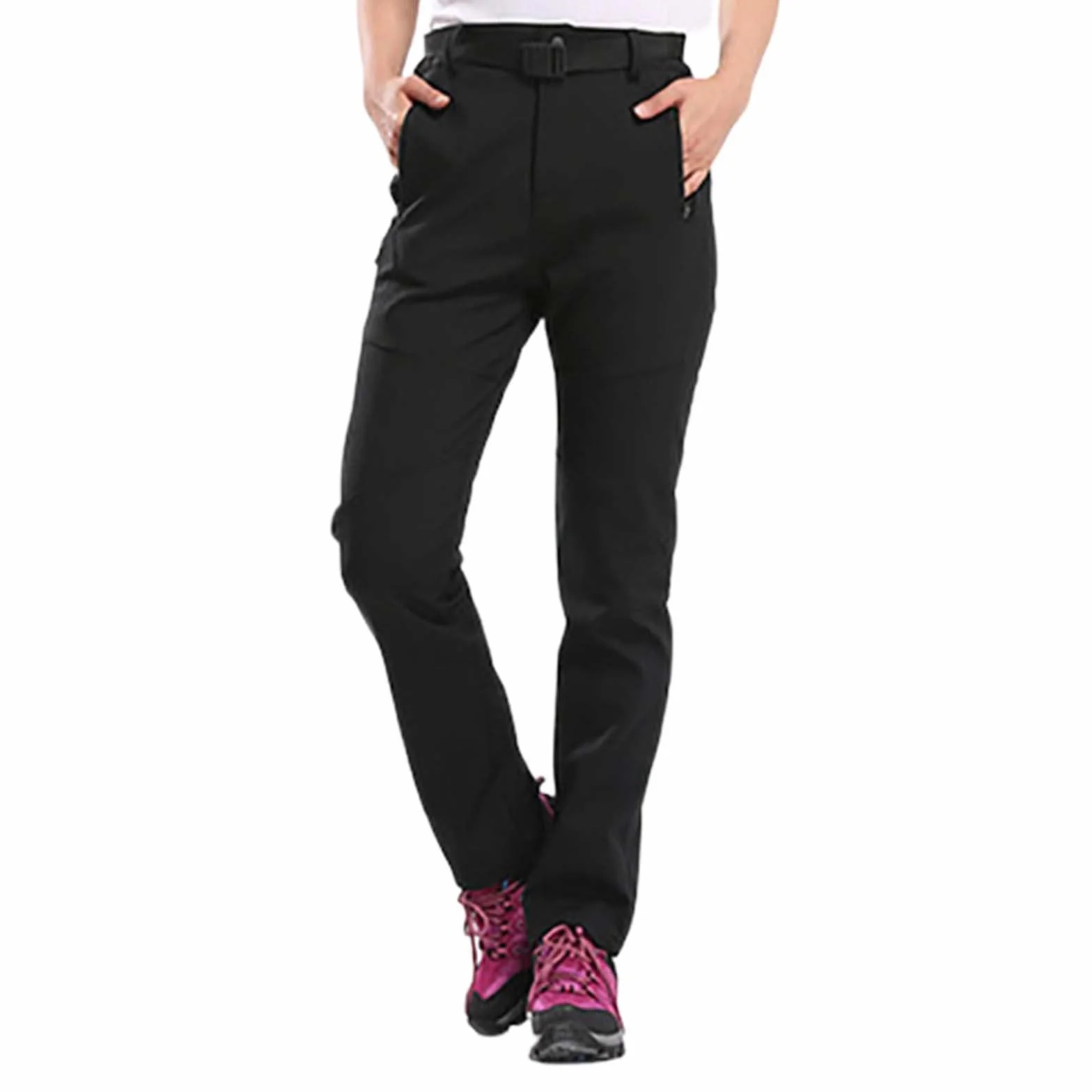 Pantalon de pluie imperméable doublé en polaire pour femme – Pantalon de randonnée coupe-vent pour la pêche et l'extérieur, extensible, taille haute, pantalon long Y2K Streetwear