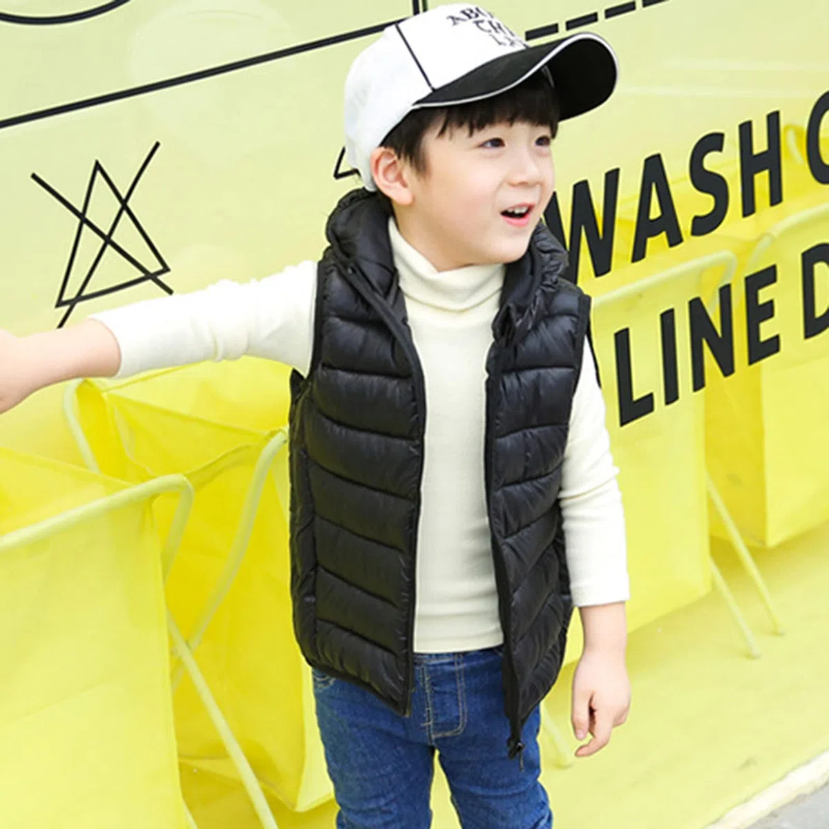 2025 Enfant Enfant Tout-petit Bébé Garçon Sans Manches Hiver Solide Manteaux Veste à Capuche Gilet Survêtement Tenues Vêtements Retour Garçons