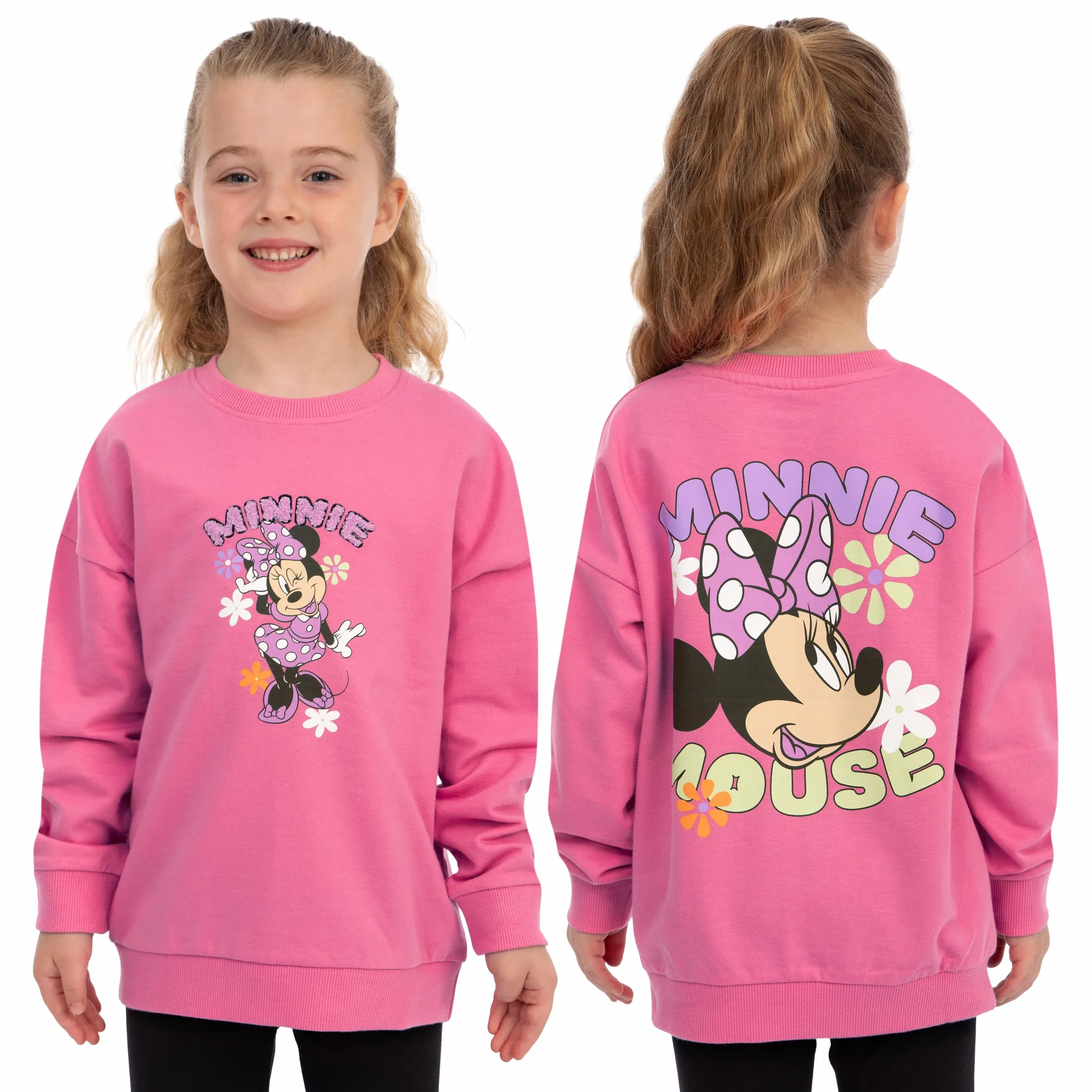Disney Minnie Mouse Pull Fille, Sweat Enfant Fille Minnie, Pull Enfant en Coton