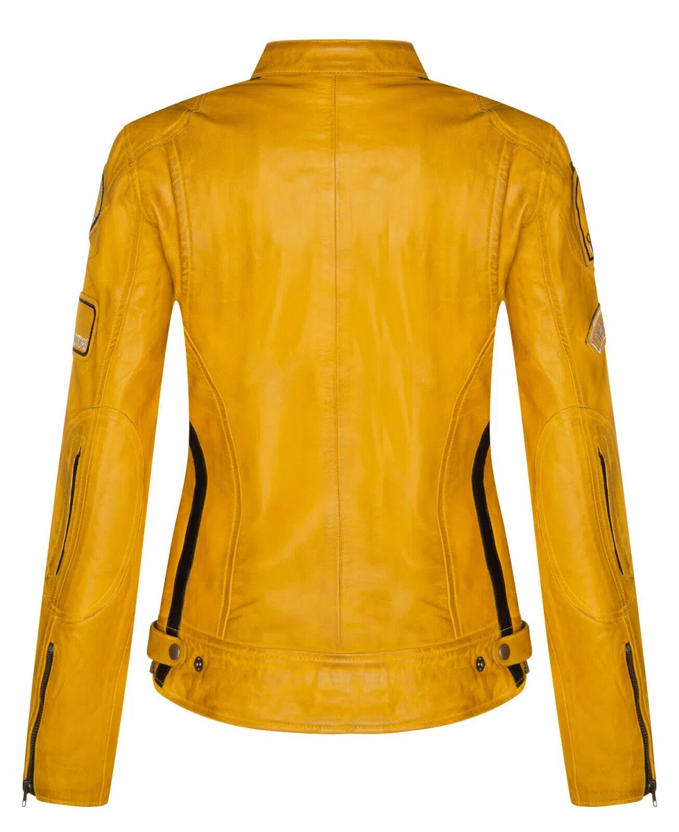 Infinity Leather Femmes cuir Décontracté Veste de moto de course avec badges