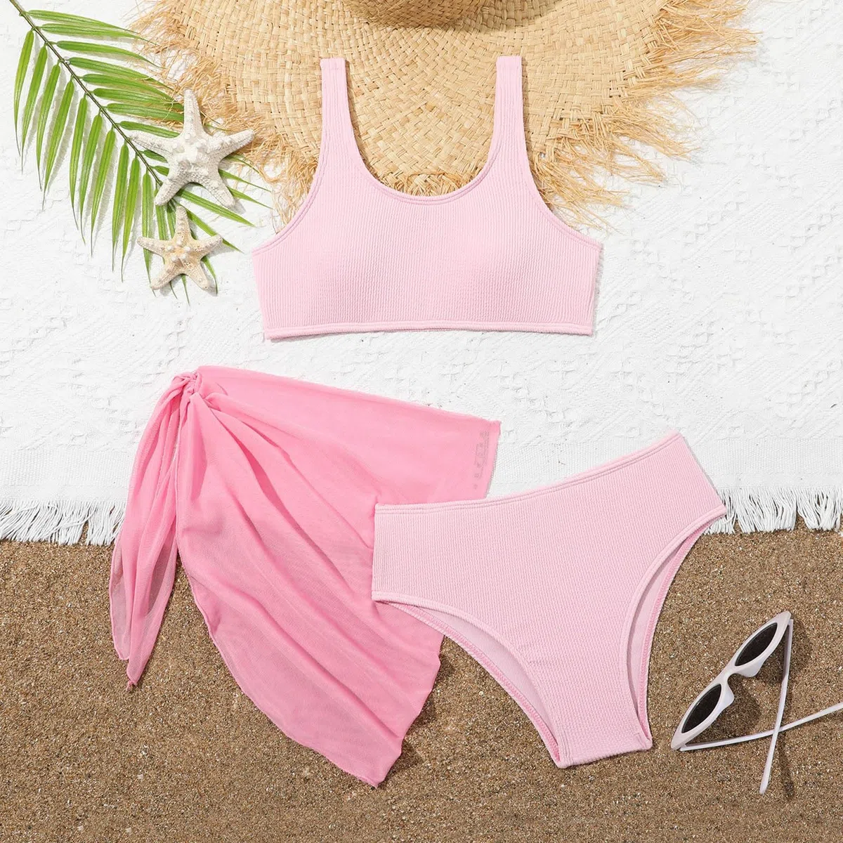 Enfants Filles Maillot De Bain 3 Pièces Bikini Tankini,Protection UV Haut & Shorts Enfant Fille UPF Adolescente Natation Piscine Sport Plage Bebe 1 an Sirene,