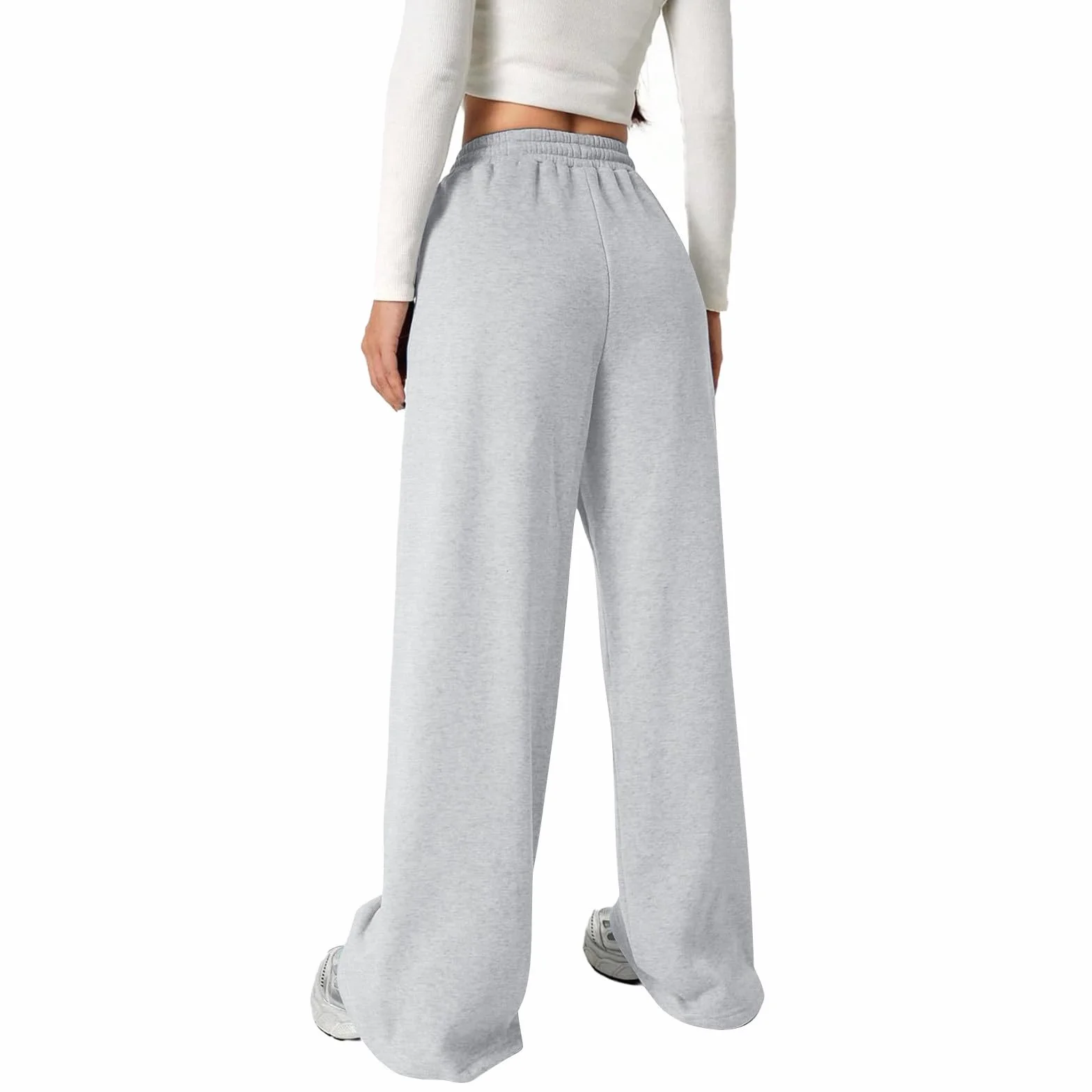 Generisch 2025 Baggy Pantalon de jogging avec nœud pour fille Pantalon de sport léger avec jambe droite et poches