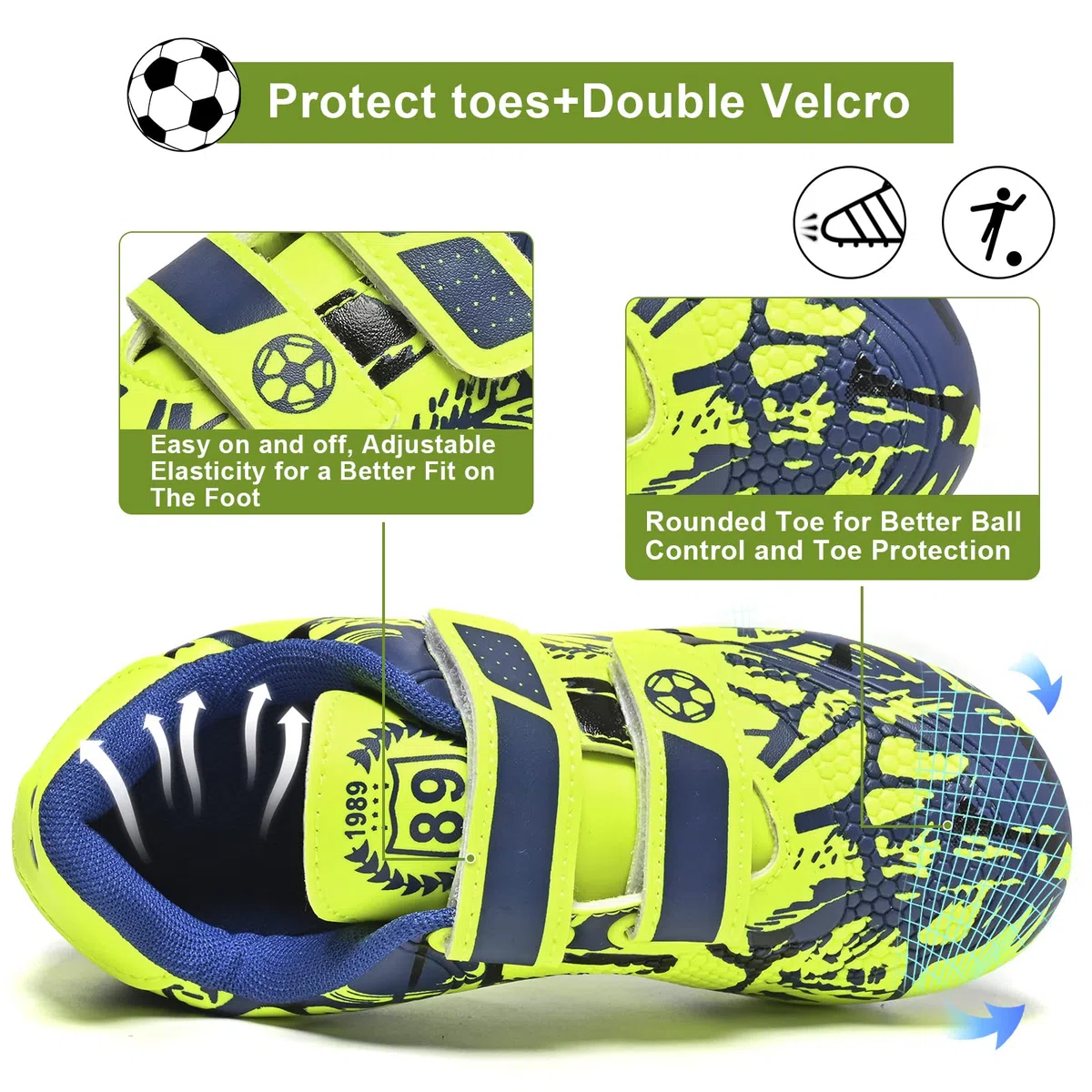 Mitudidi Crampon Foot Enfant Garçon Filles Légères Chaussures Entrainement Football Unisexe 28-37EU