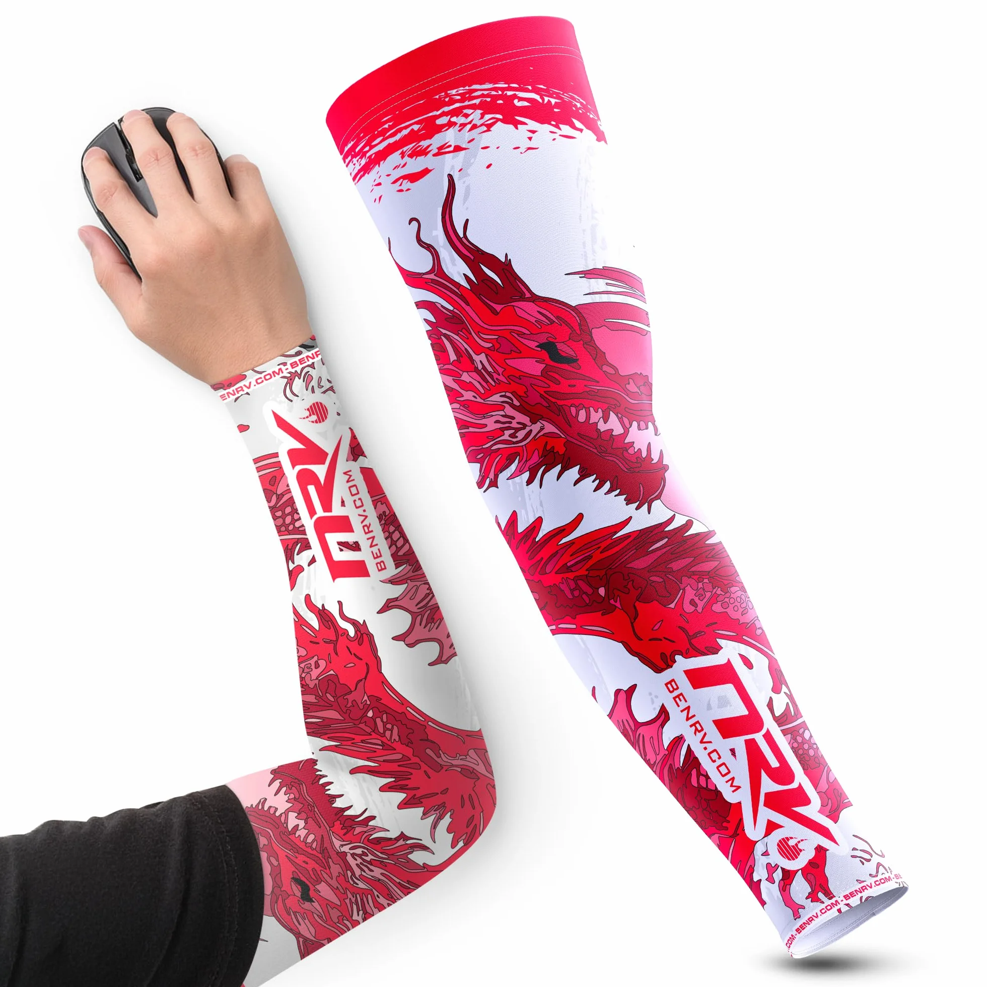 NRV Manchette de Compression Gaming - Edition Dragon - Optimisez Votre Jeu avec Confort et Style - Conçu par des Joueurs Professionnels - Durable, Respirant et Sans Friction