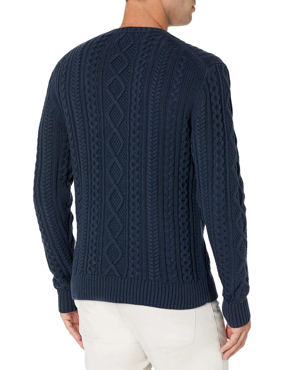 Amazon Essentials Homme Pull Ras-du-Cou Torsadé, Type Côtes Anglaises, à Manches Longues, 100% Coton