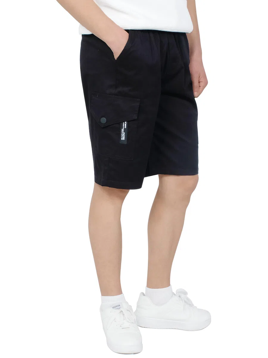 CAMLAKEE Short Cargo Enfant Garçon Pantalon Court Bermuda Été avec Taille Élastique