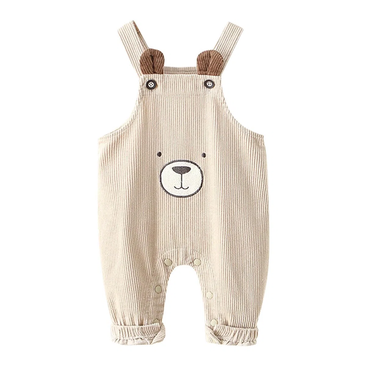 bébés garçons filles Salopette en velours côtelé 6-9-12-18-24 mois-3 ans, combinaisons sans manches tout-petits avec 3D broderie ours, pantalon à bretelles Jambes larges décontractée