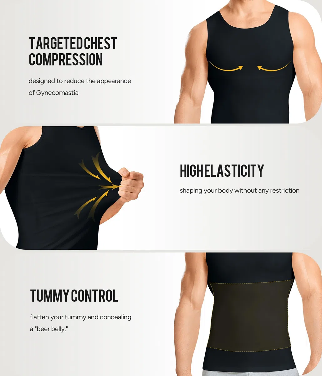 Junlan Gaine Amincissante Ventre Plat Homme Debardeur Gainant Invisible Shirt Abdo Minceur