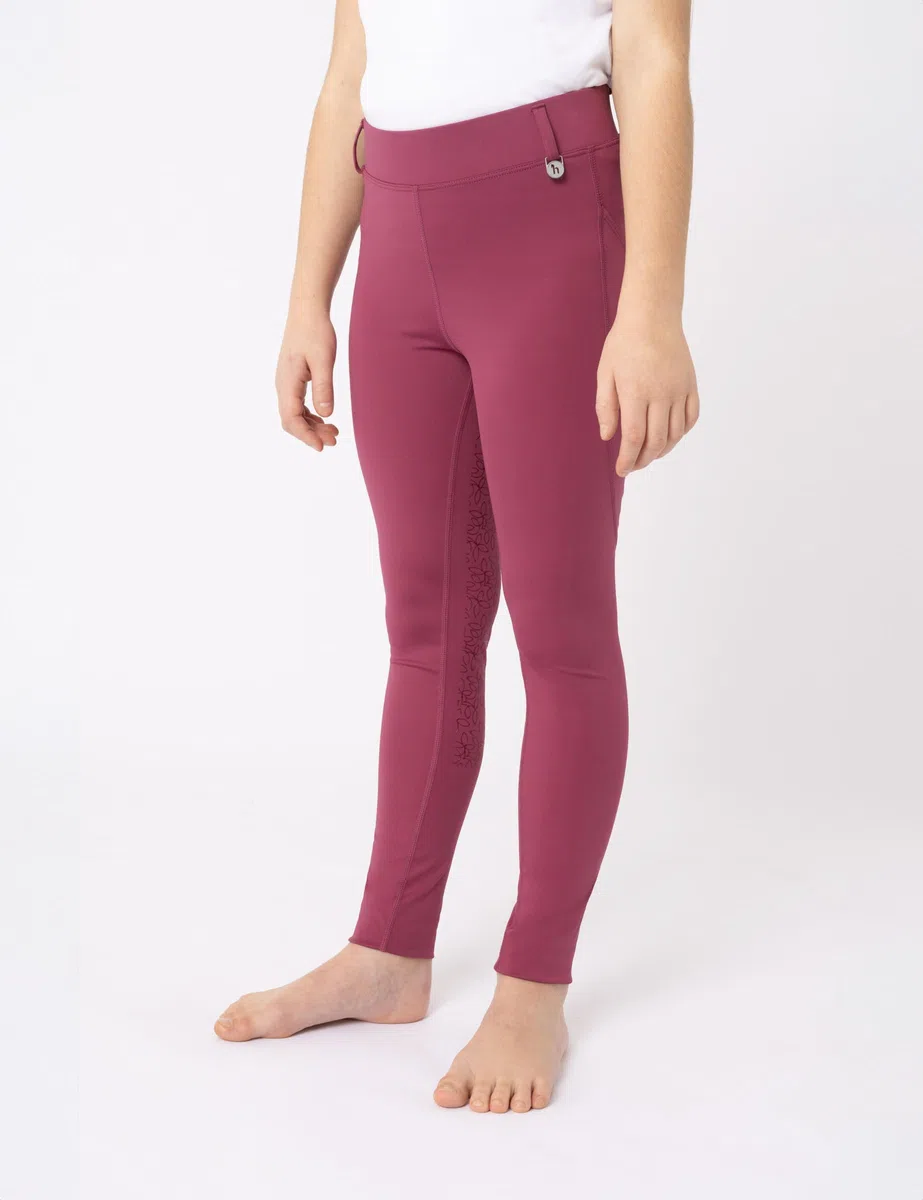 HORZE Legging d'équitation DEA, pour Enfant, Pantalon d'équitation pour Fille, Passants de Ceinture, empiècement Complet, Poche pour téléphone Portable