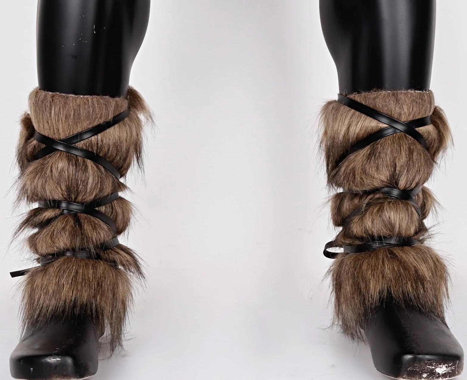 keland Guêtres Viking en Fausse Fourrure Jambiere Leg Warmers Accessoire Cosplay pour Femmes Hommes