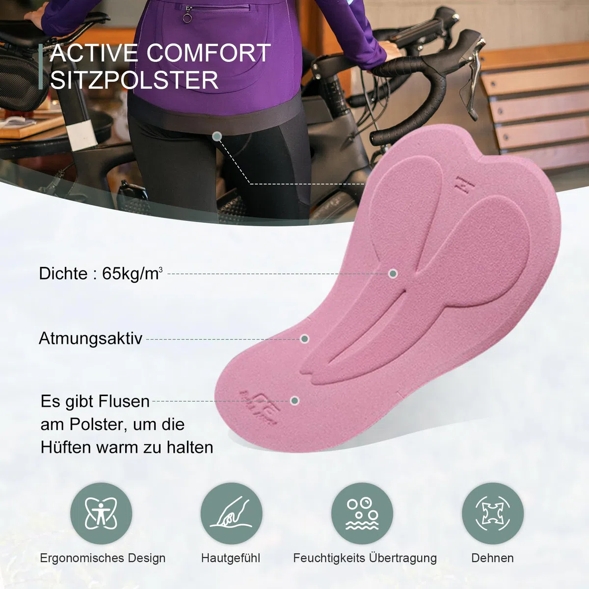 Santic Pantalon de cyclisme long à bretelles pour femme avec rembourrage de siège, fermeture éclair thermique au niveau de la jambe, super élastique, chaud, legging de cyclisme