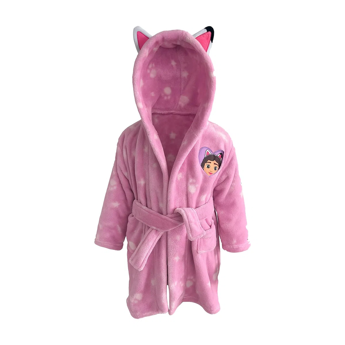 OMYDREAM Gabby Et La Maison Magique Robe de Chambre Fille | Polaire Douce | Chaude & Confortable | Capuche | Broderie Cœur | Oeko-TEX | Rose