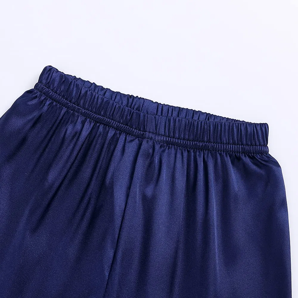 Verve Jelly Ensemble de pyjama 2 pièces en satin de soie pour bébé garçon et fille avec haut boutonné à manches courtes et pantalon de nuit