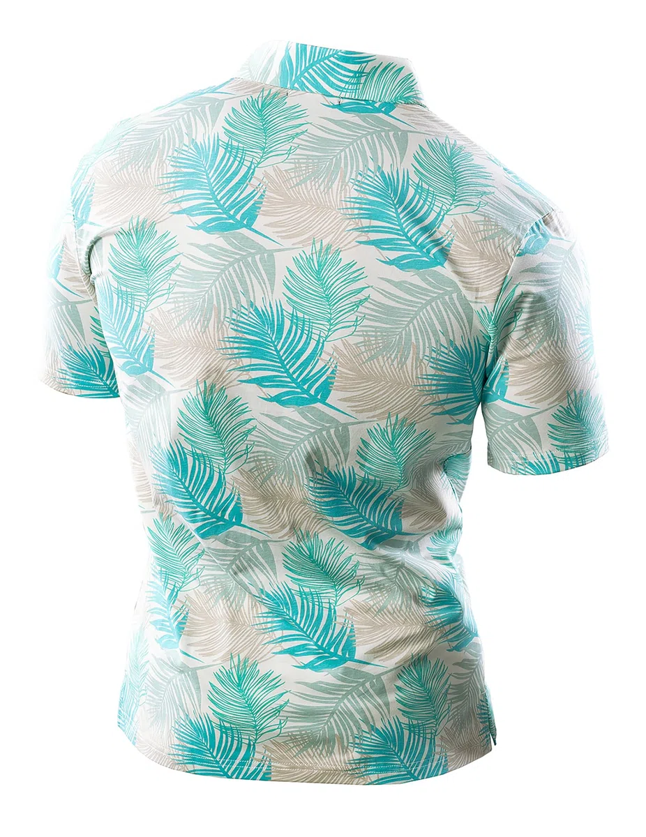 JOGAL Polo de golf à manches courtes pour homme - Motif floral - Pour l'été - Coupe droite - Pour le sport et l'extérieur