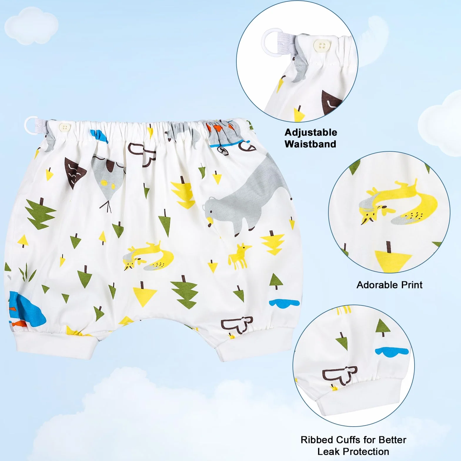 MOEMOE BABY Pantalon Impermeable Enfant Short,Jupe de Couche,Culotte Apprentissage Propreté Garcon,Pantalon de Couche,Pantalon Propreté Enfant,Couche Imperméable Enfant,Lot de 2