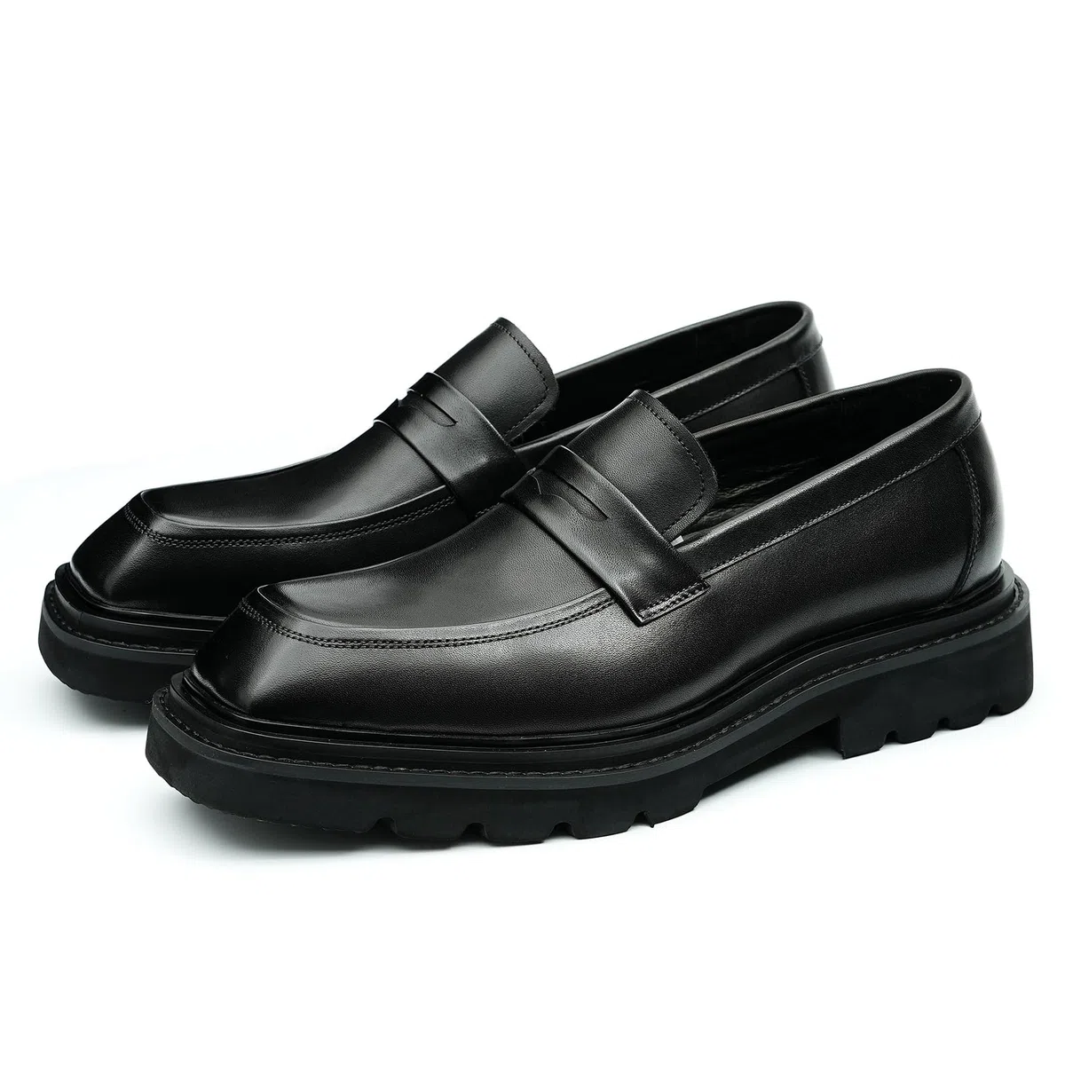 Mocassins Confortables à Semelle Epaisse pour Hommes Chaussures à Enfiler en Cuir Formel Affaires