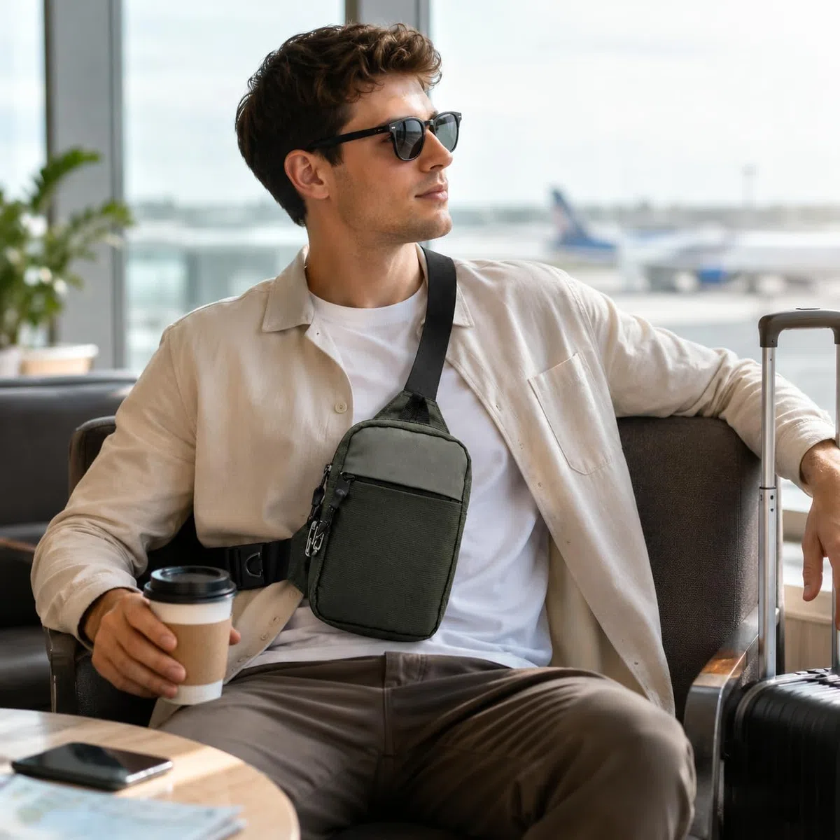 Nomalero Sacoche Homme Anti-Vol avec Doublure RFID, Fermetures Sécurisées et Sangle Renforcée pour Travail, Trajet et Tourisme