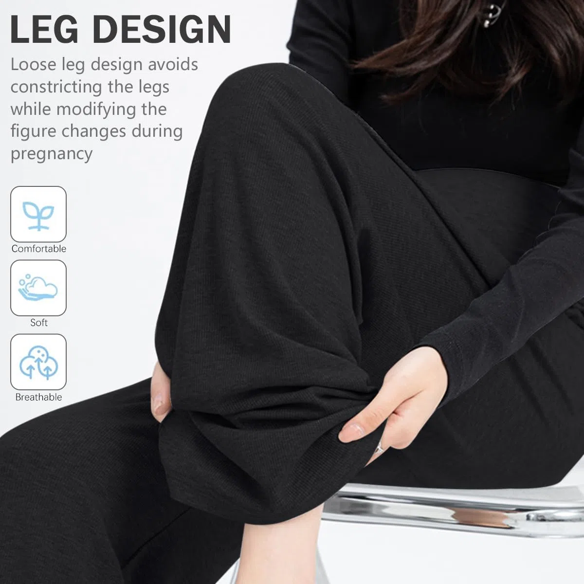 Pantalon de maternité à Jambes Larges et Décontractées Pantalons de Grossesse Fluide décontractés d'été, Amples, Ceinture réglable, à la Cheville pour Femmes Enceintes