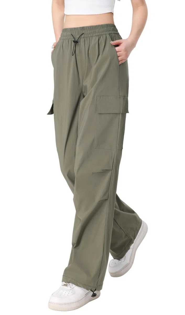 Pantalon Cargo Femme Strech Large Pantalons de Travail à Séchage Rapide Elastique Taille Haute Multipoche Y2K Streetwear