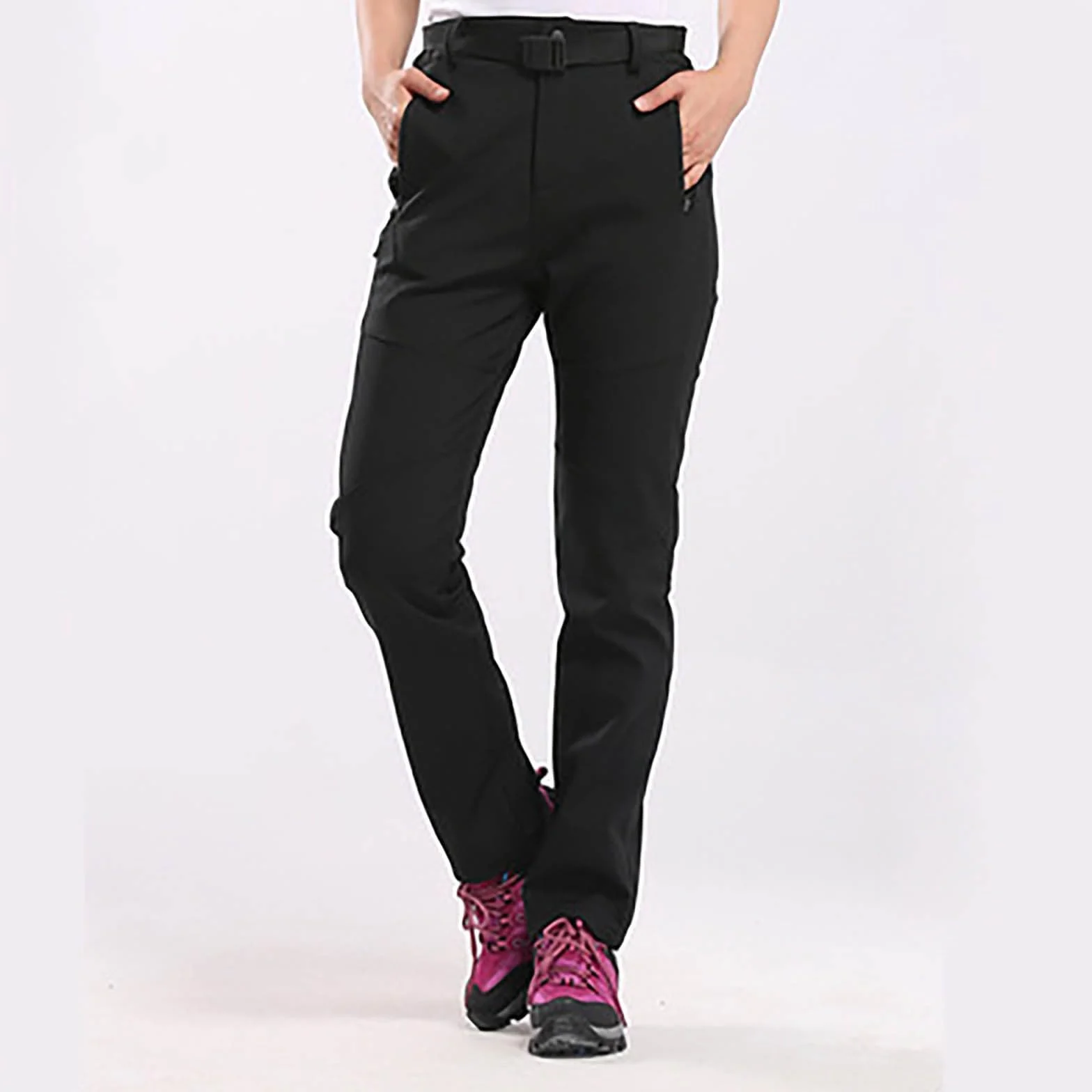 Pantalon de pluie imperméable doublé en polaire pour femme – Pantalon de randonnée coupe-vent pour la pêche et l'extérieur, extensible, taille haute, pantalon long Y2K Streetwear