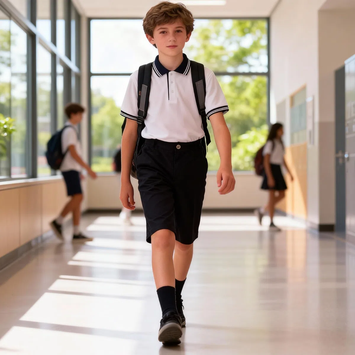 Bienzoe Garçon Scolaires Coton Bermudes Shorts