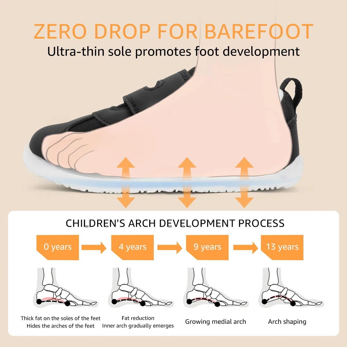 STQ KIDS Chaussures Pieds Nus Minimalistes Basket Enfants Garçons Filles Semelle Souple Boucle Magique Bout Large Respirantes Légères pour Marche Course