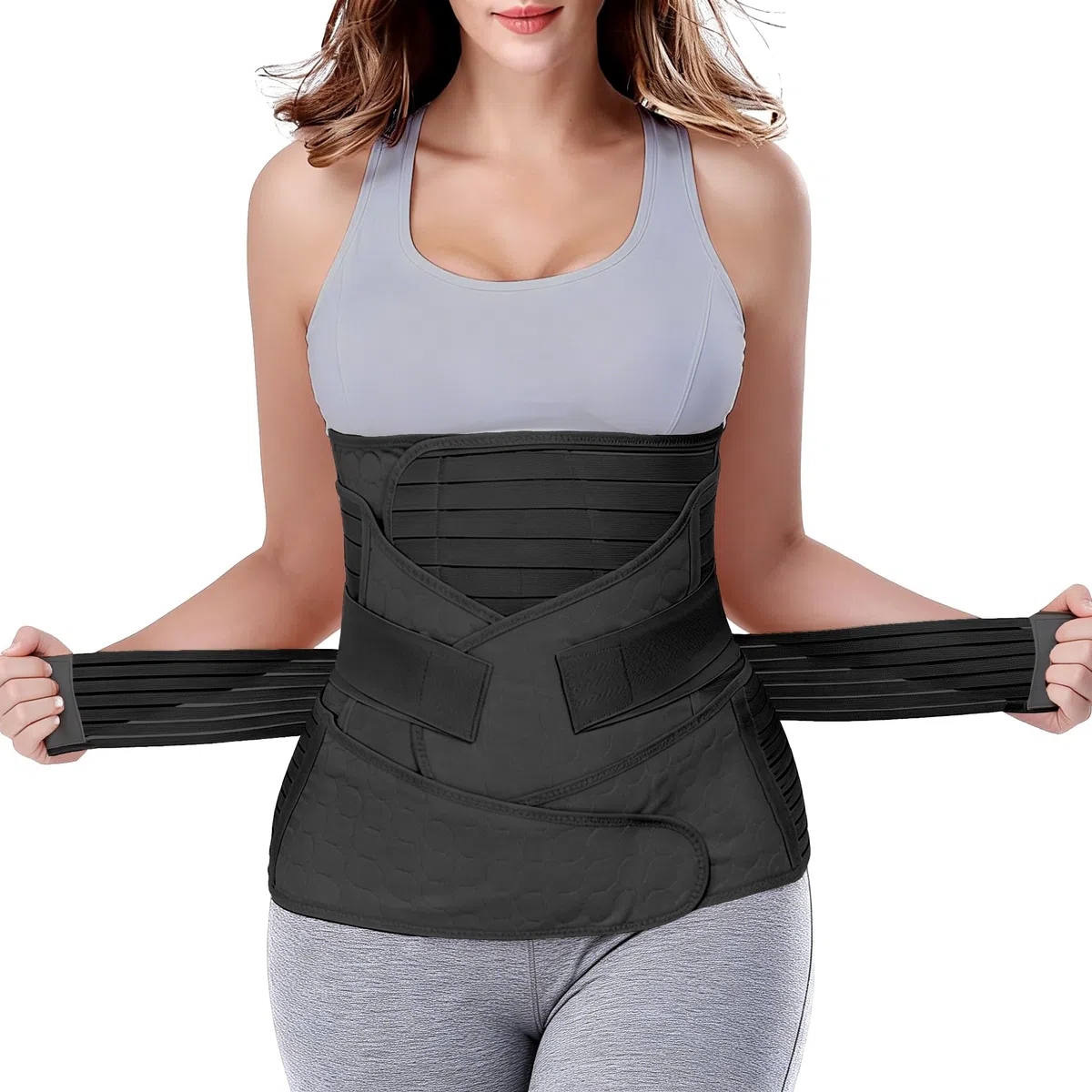 Ceinture ventrale 3 en 1 post-partum, Ceinture ventre/taille/bassin de récupération, noir, taille unique